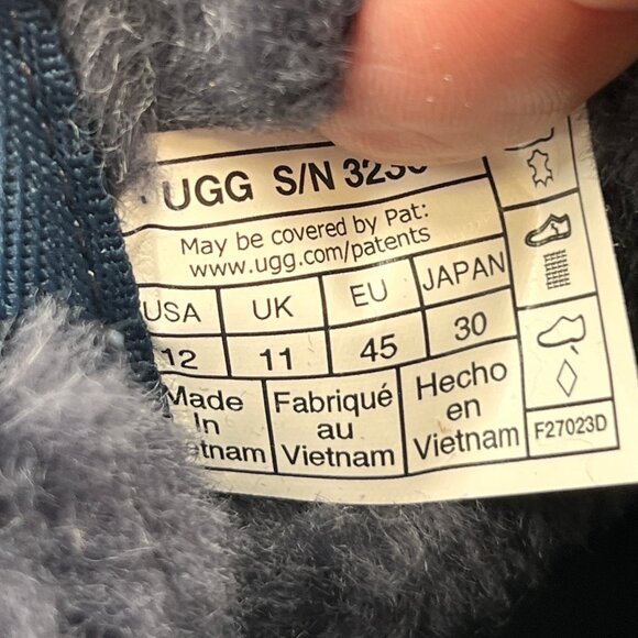 UGG Neumel Chukka Boots Size 12 Navy Suede Wool Lining Lace-Up SugarSole